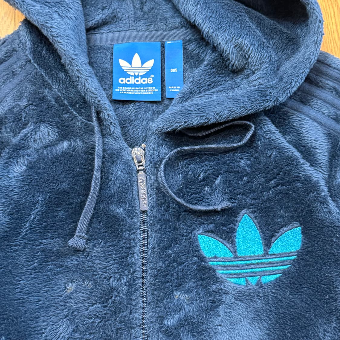 아디다스 블루 쉐르파 빅로고 후드 집업 상품이미지2