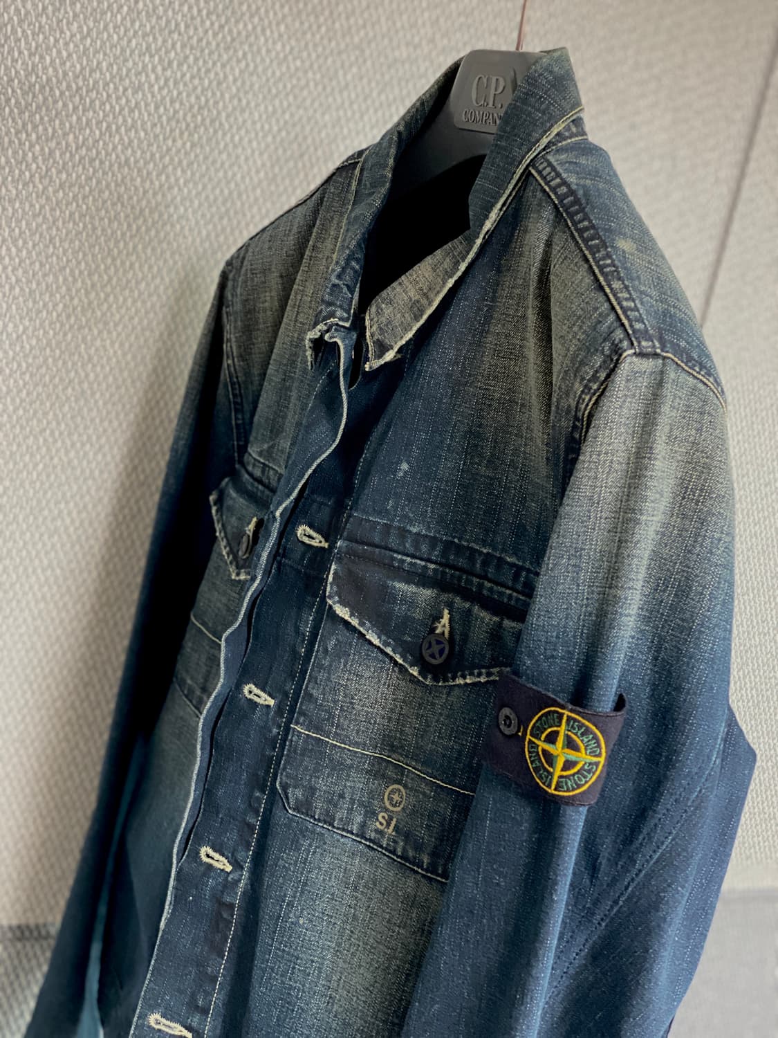 (특A급) 스톤아일랜드 정품 와펜 데님 청자켓 (조끼 탈부착) XL 상품이미지2