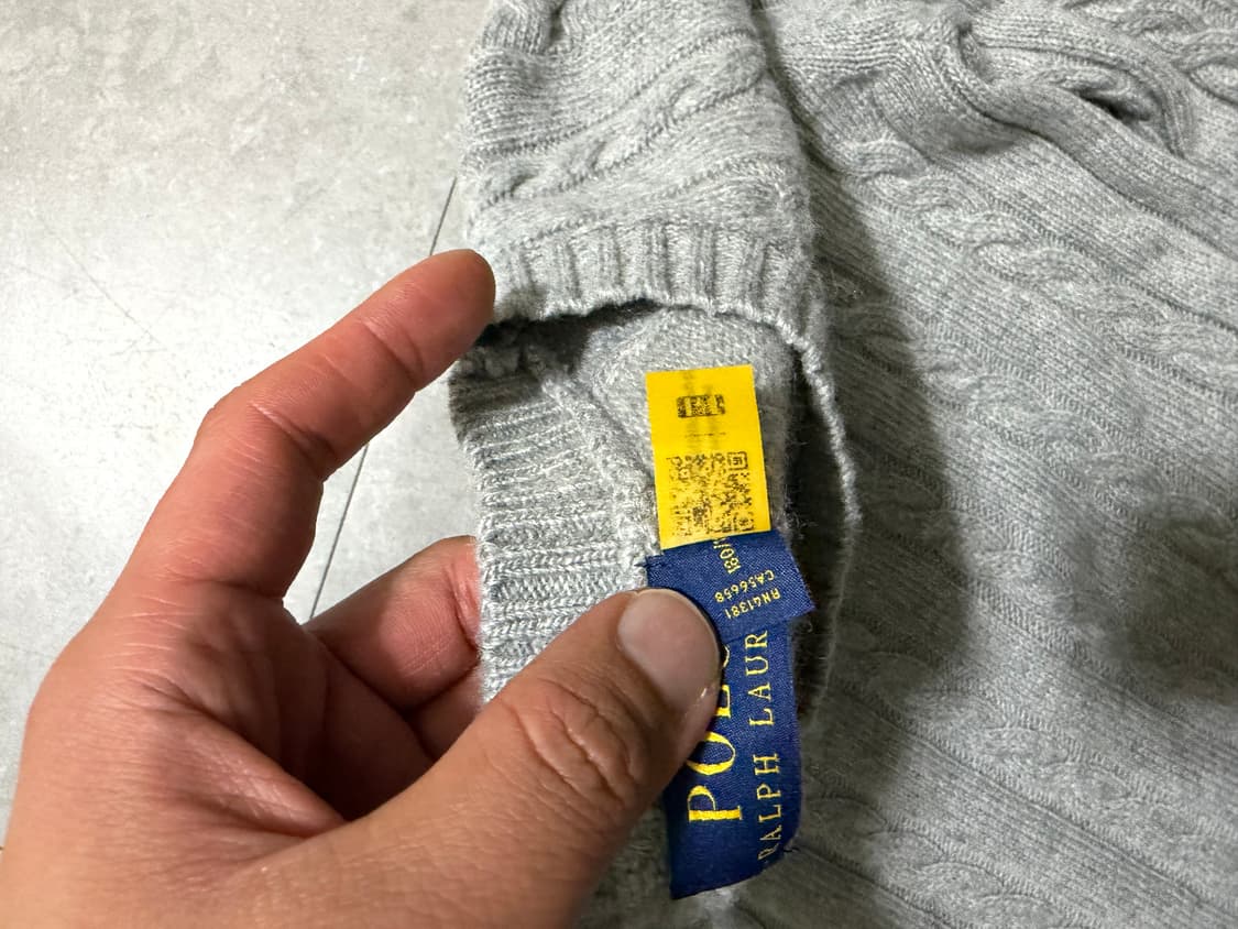 랄프로랜 폴로 그레이컬러 빈티지 케이블 코튼 니트  100size   상품이미지3