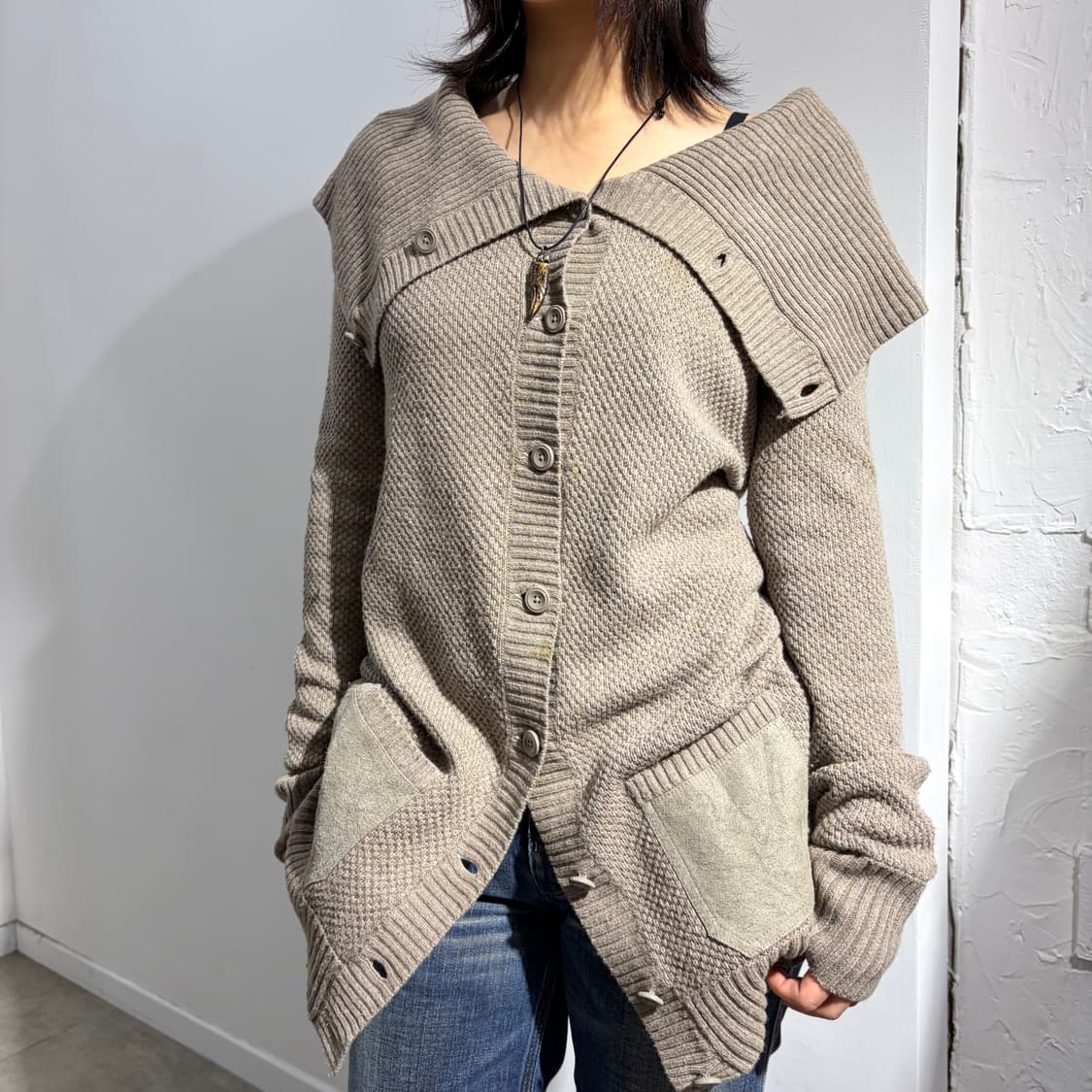 아르마니 익스체인지 오픈숄더 니트 가디건 상품이미지3