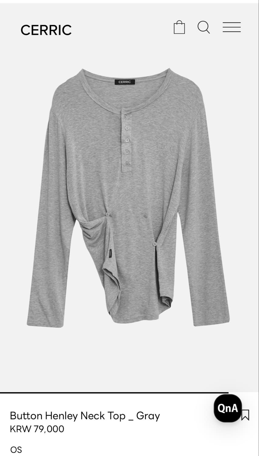 Cerric 세릭 Button Henley Neck Top _ Gray 상품이미지8