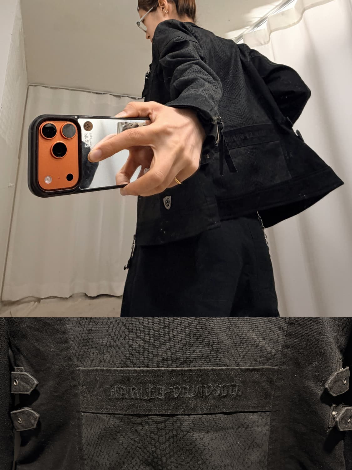 할리데이비슨 파이톤 배색 코튼 라이더 자켓 상품이미지7