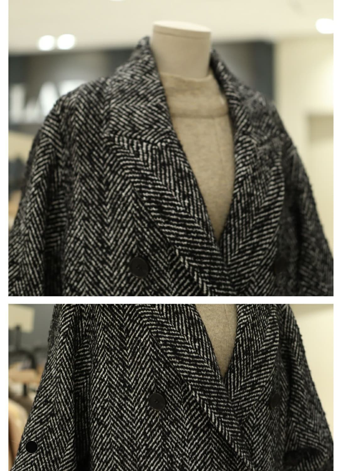 (택있는새옷) LAP 헤링본 더블롱코트 상품이미지5