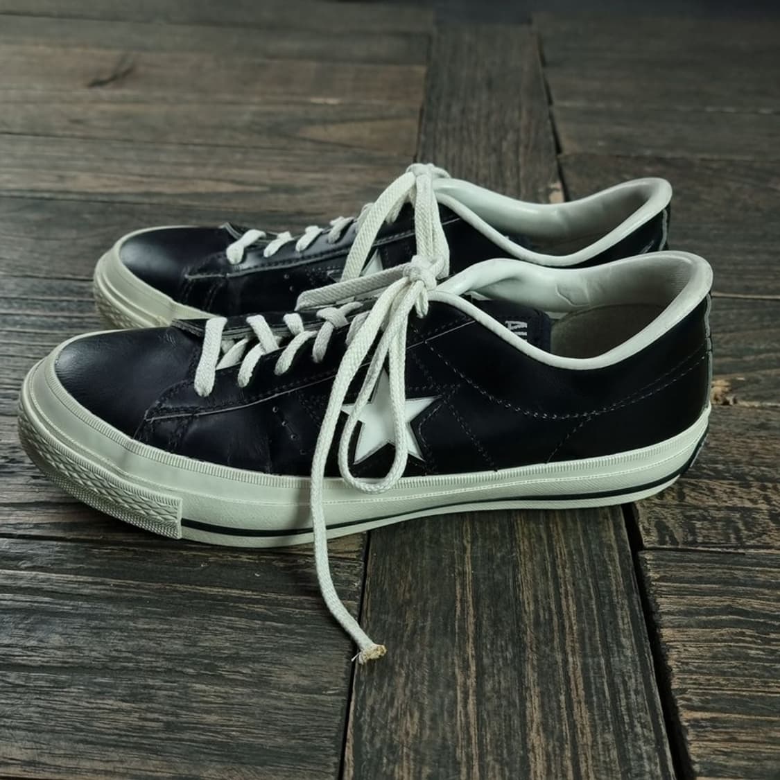 [컨버스 재팬] 원스타 로우 레더 스니커즈 블랙 M19236 상품이미지4