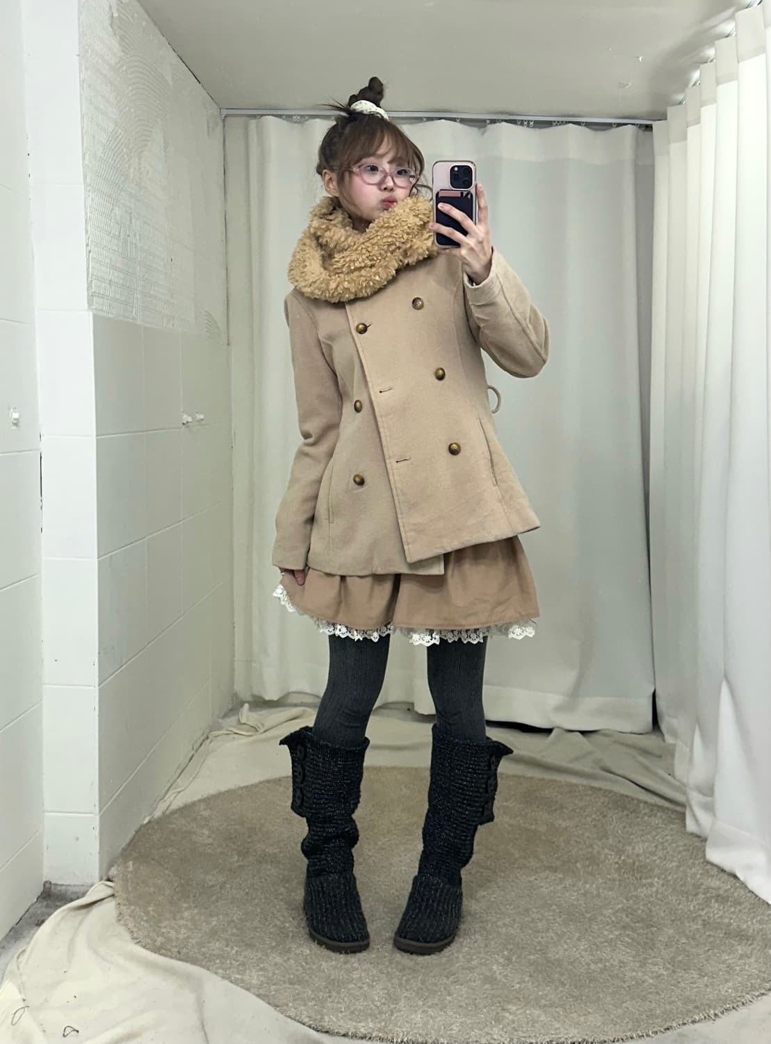 엑시즈팜 아이보리 더블버튼 히메 모리 코디세트 상품이미지1