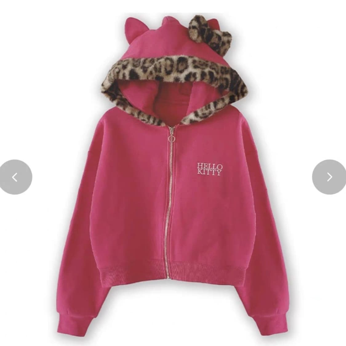 새상품) 세실맥비 아바일 헬로키티 호피 퍼 후드집업 갸루 대대장 상품이미지4