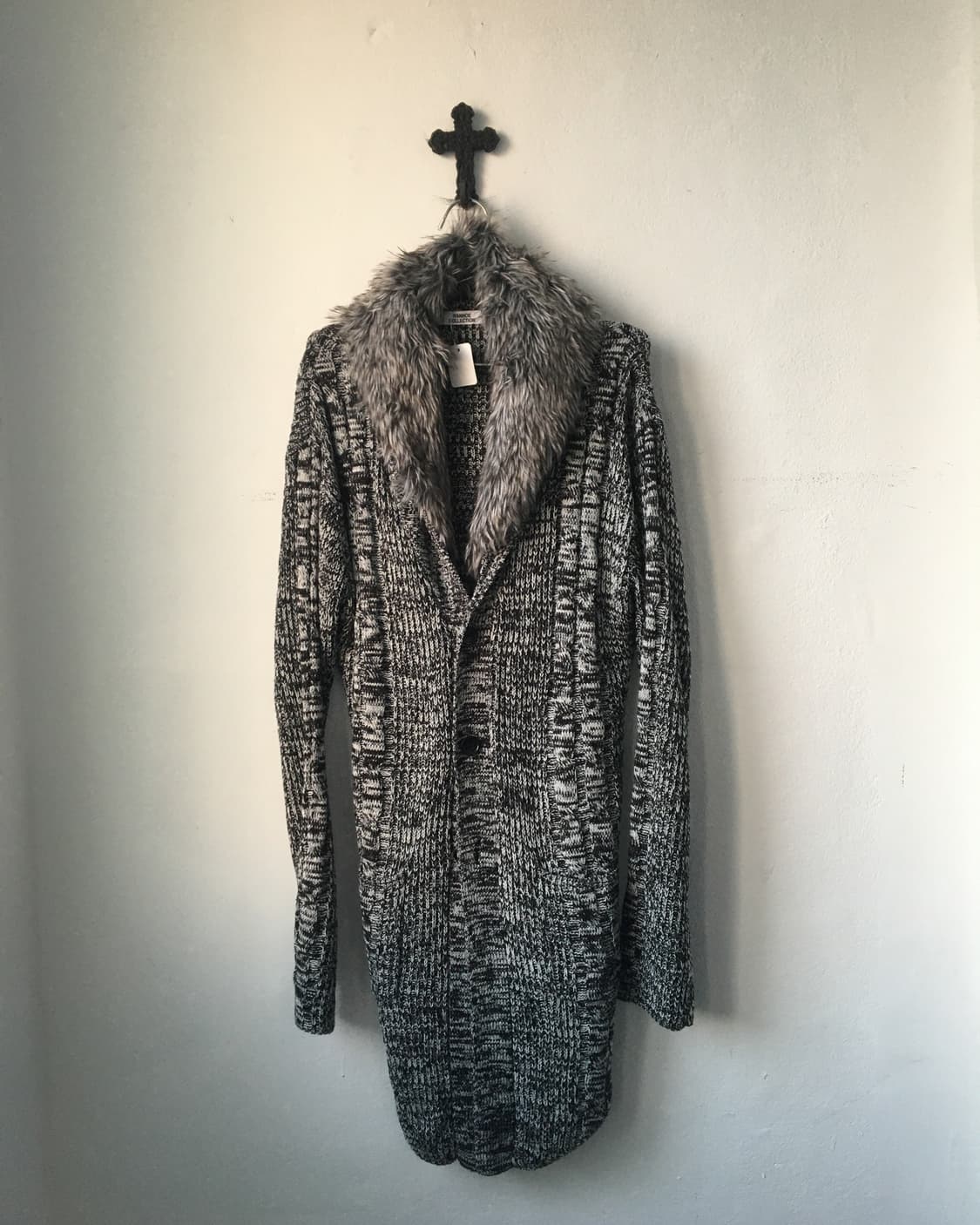 Fake fur collar knit cardigan 상품이미지2