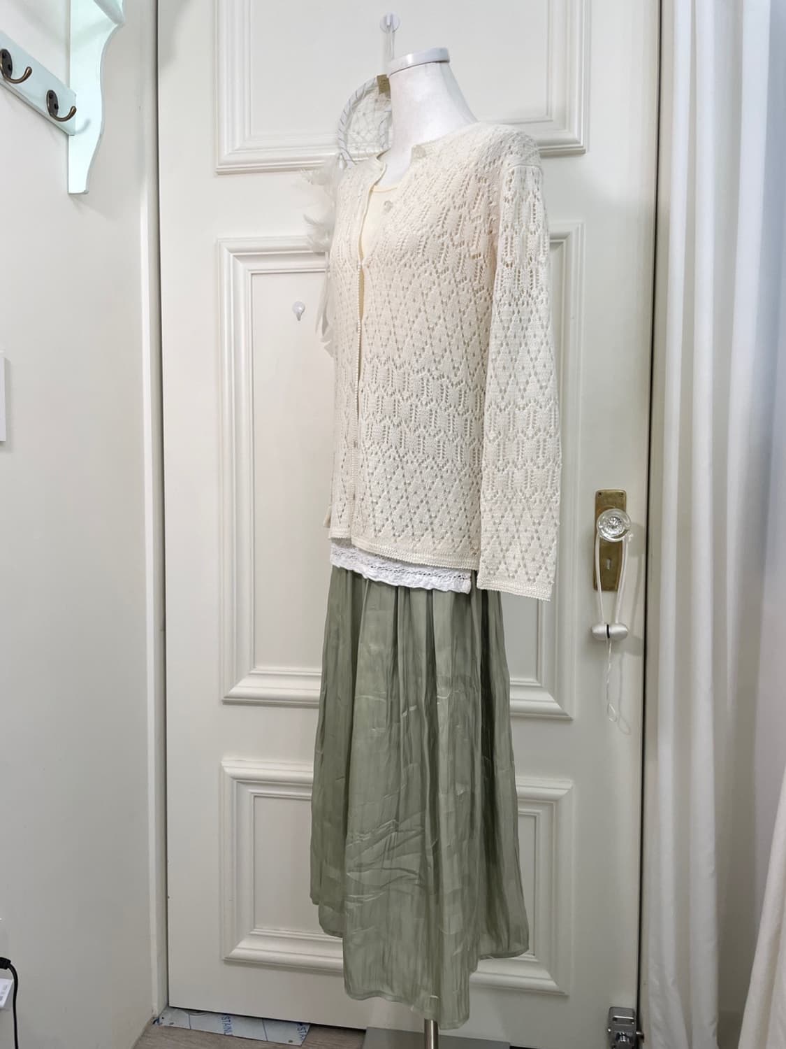 ivory crochet basic cardigan&sheer yello 상품이미지3