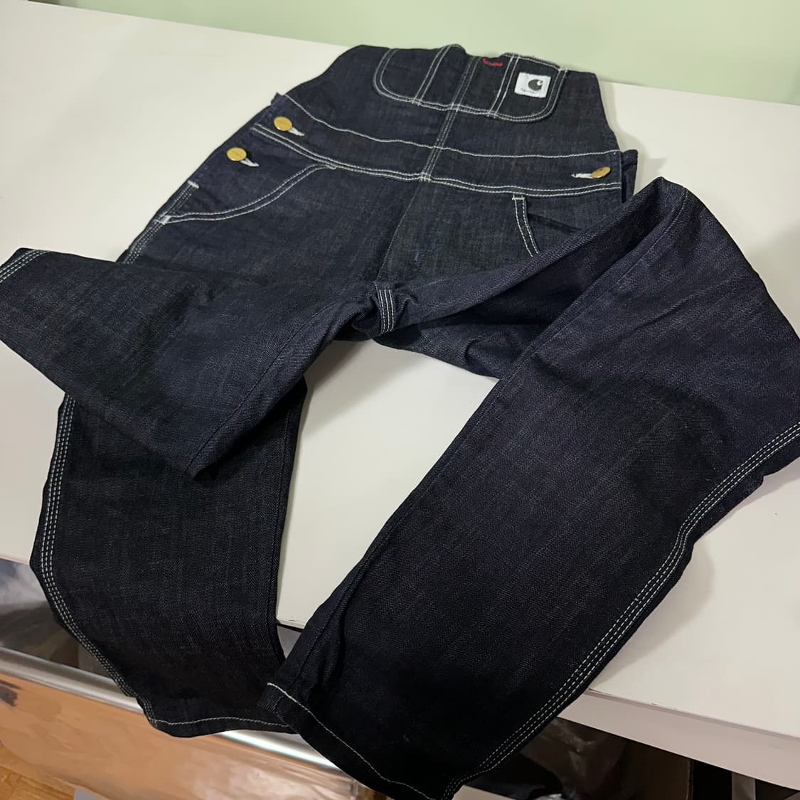 우먼S 칼하트 생지 W' BIB 데님 오버롤 멜빵바지 상품이미지3