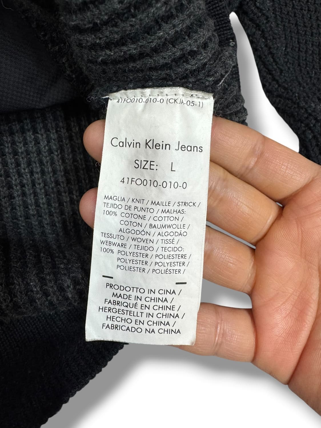 캘빈클라인 진스 모크넥 와플 니트 집업 (L)   상품이미지5