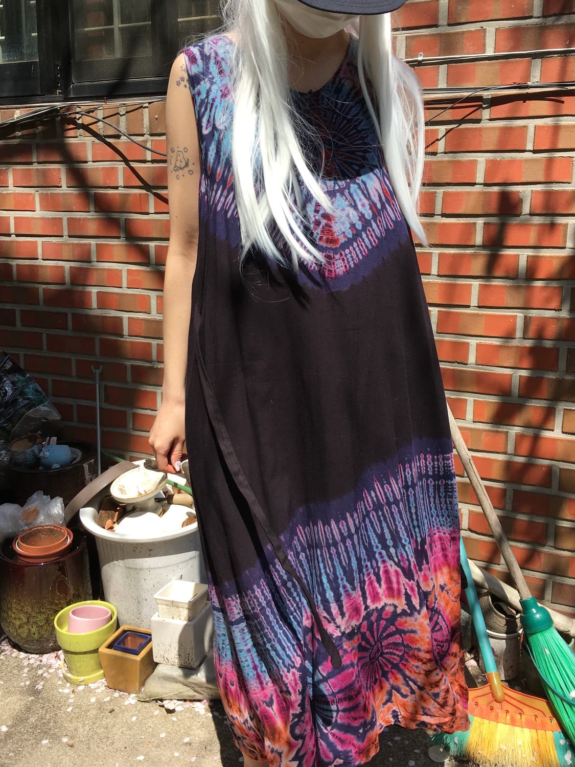 미드나잇 퍼플 타이다이 슬릿 드레스 상품이미지3