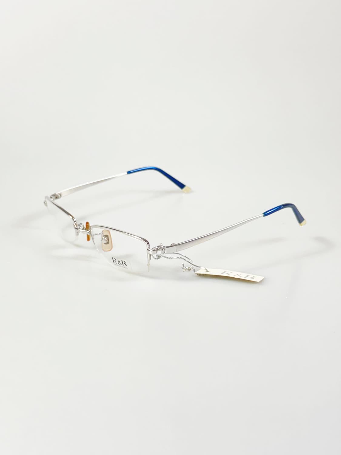 R&B EYEWEAR 실버 반무테 스퀘어 메탈 빈티지 안경 상품이미지3