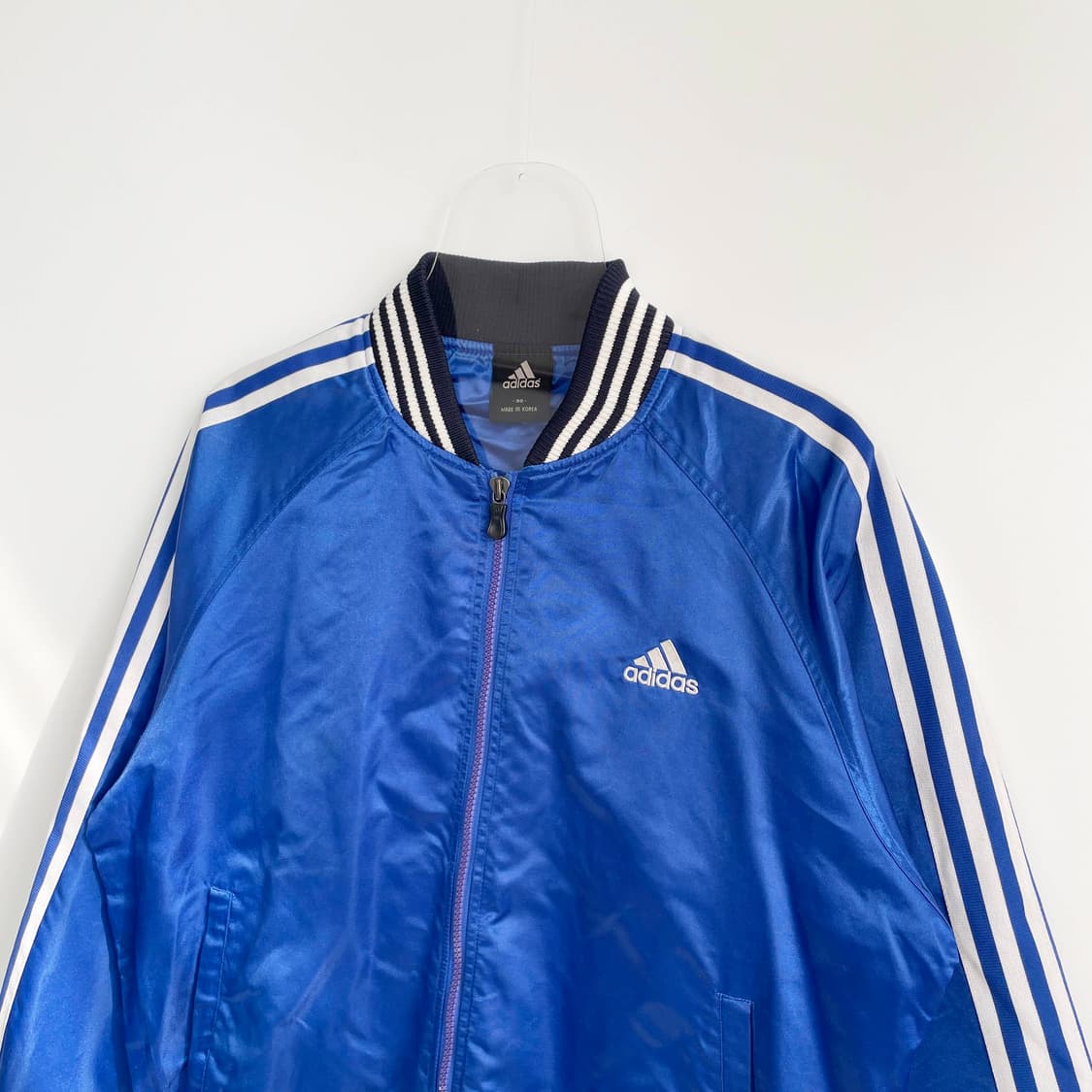 B1 아디다스 블루 사틴 올드스쿨 바시티 재킷 90사이즈 상품이미지2