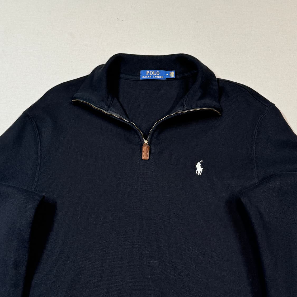 M) 폴로 랄프로렌 반집업 풀오버 코튼 니트 블랙 상품이미지3