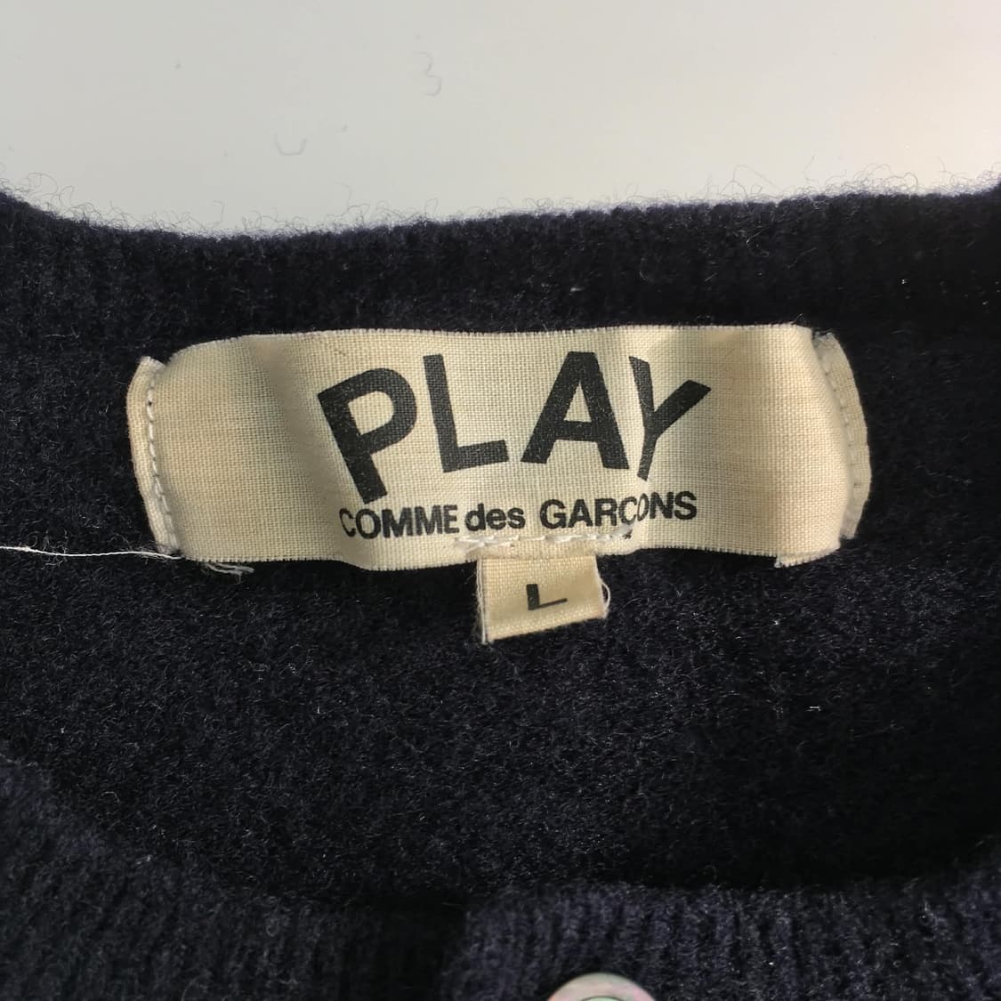 꼼데가르송 네이비 울 니트 걸즈 가디건(L) 상품이미지6