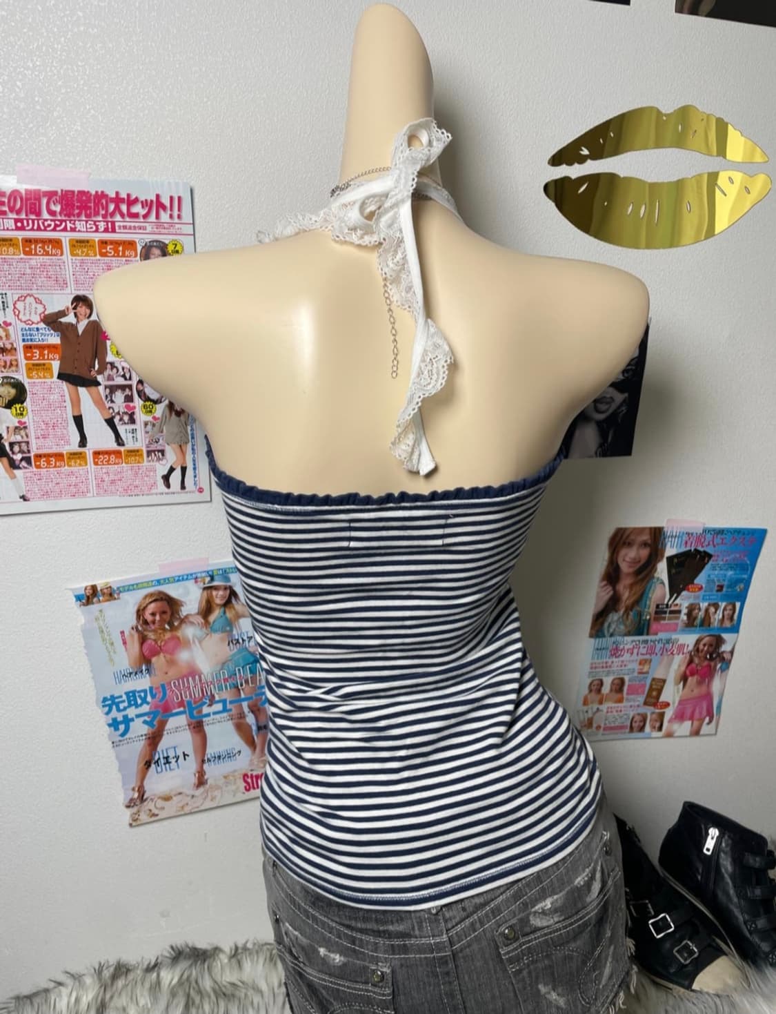 미국 빈티지 아베크롬비 스트라이프 탑 슬리브리스 블라우스 핀터레스트 상품이미지3