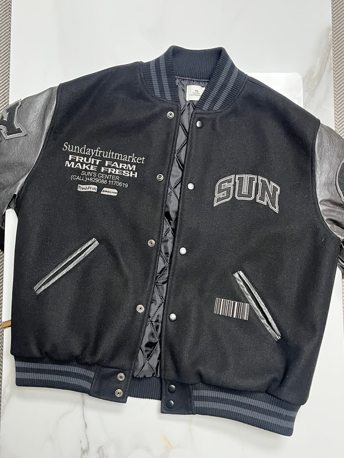 썬데이후르츠마켓 바시티 자켓 BLACK size L 상품이미지2