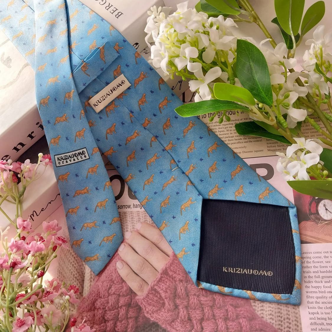 크리지아 실크 스카이블루 치타&K 넥타이 9.5cm A+등급 K1518
 상품이미지6