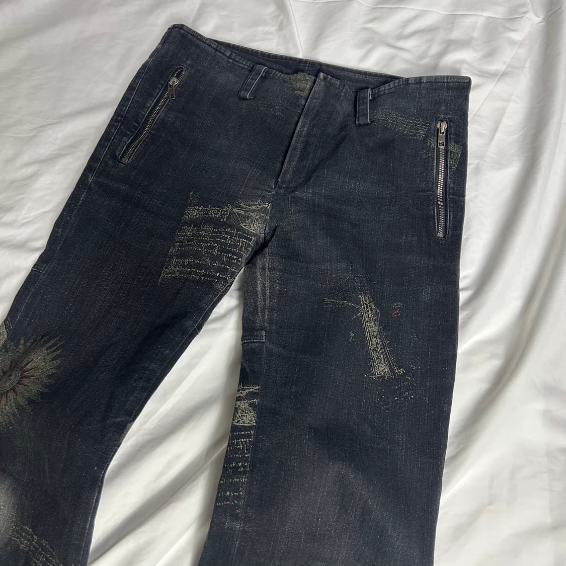 [Dirge] 빈티지 펑크 leonardo 프린팅 데님팬츠 상품이미지3