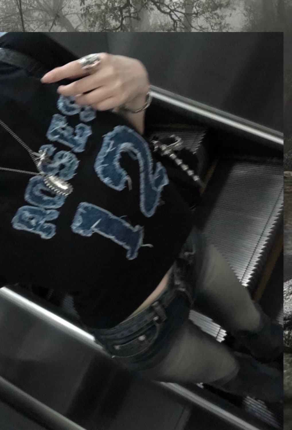 2000아카이브 데님 로즈 반팔티 상품이미지1