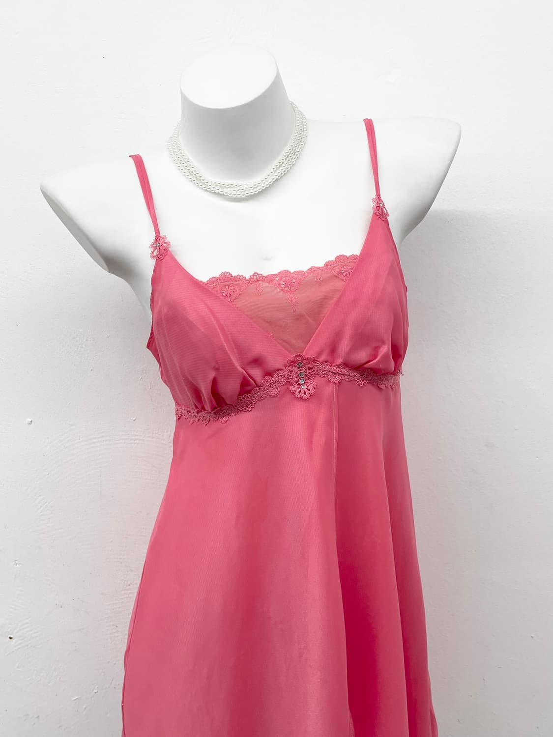 핑크 시어 레이스 슬립 상품이미지2