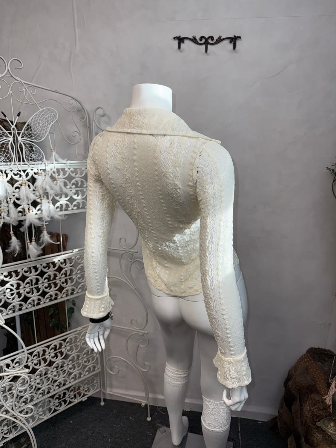 Ivory bohemian floral lace blouse 상품이미지5