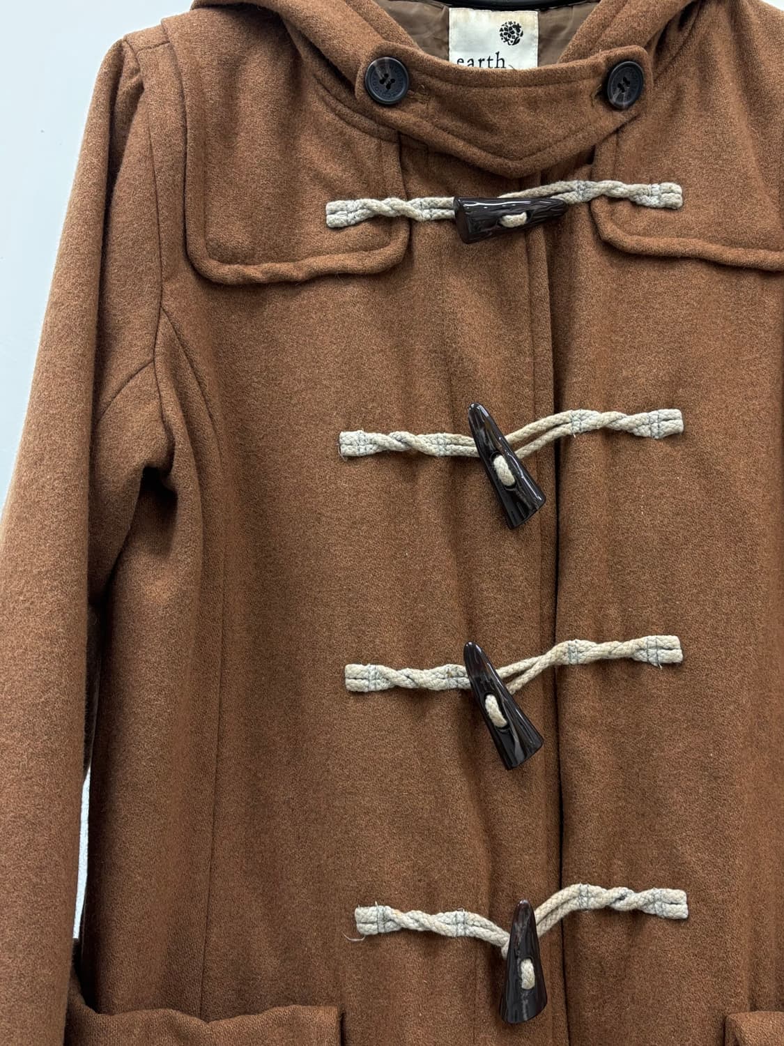 빈티지 브라운 후드 더플 코트 상품이미지7