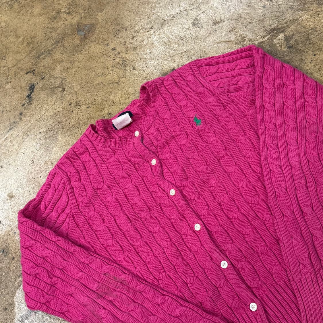 폴로 랄프로렌 핫핑크 꽈배기 니트 가디건 상품이미지1