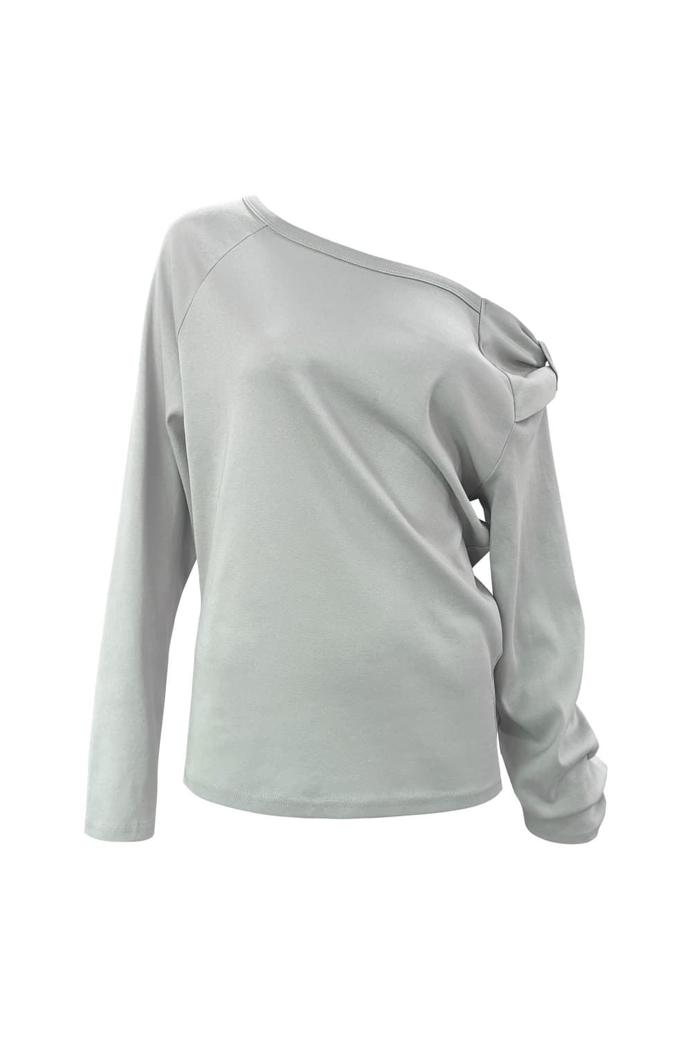 BOW ONE-SHOULDER LONG SLEEVE LIGHT GRAY 상품이미지1