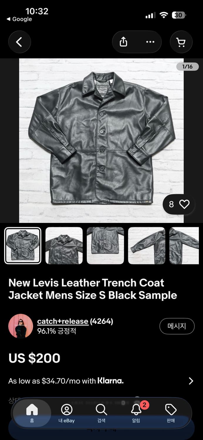 리바이스 레더 카코트 black L 상품이미지9