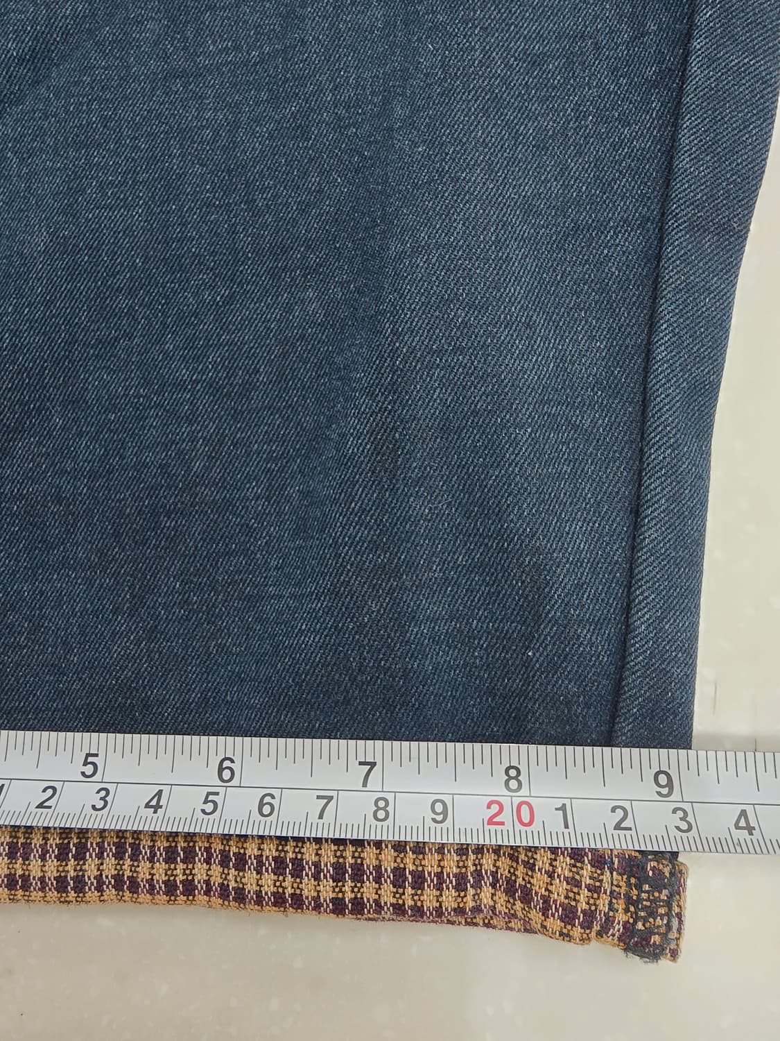 에비수 체크 배색 데님 반바지 상품이미지6