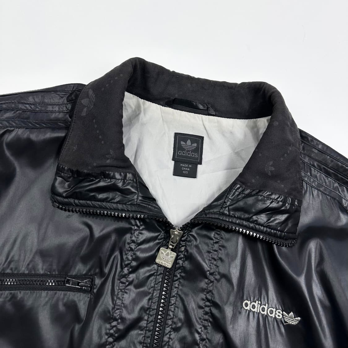 (하자존재) 아디다스 올드스쿨 삼선 바람막이 져지 올블랙 XL 상품이미지3
