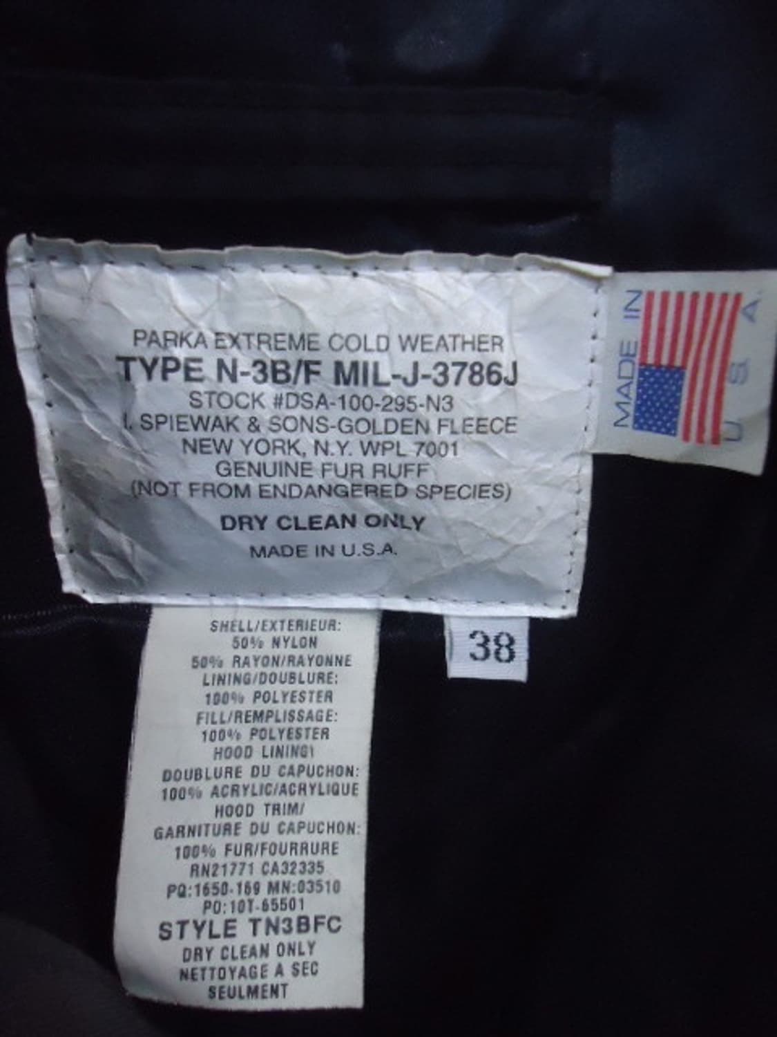 SPIEWAK N-3B PARKA 골든플리스 밀리터리 야상 상품이미지6