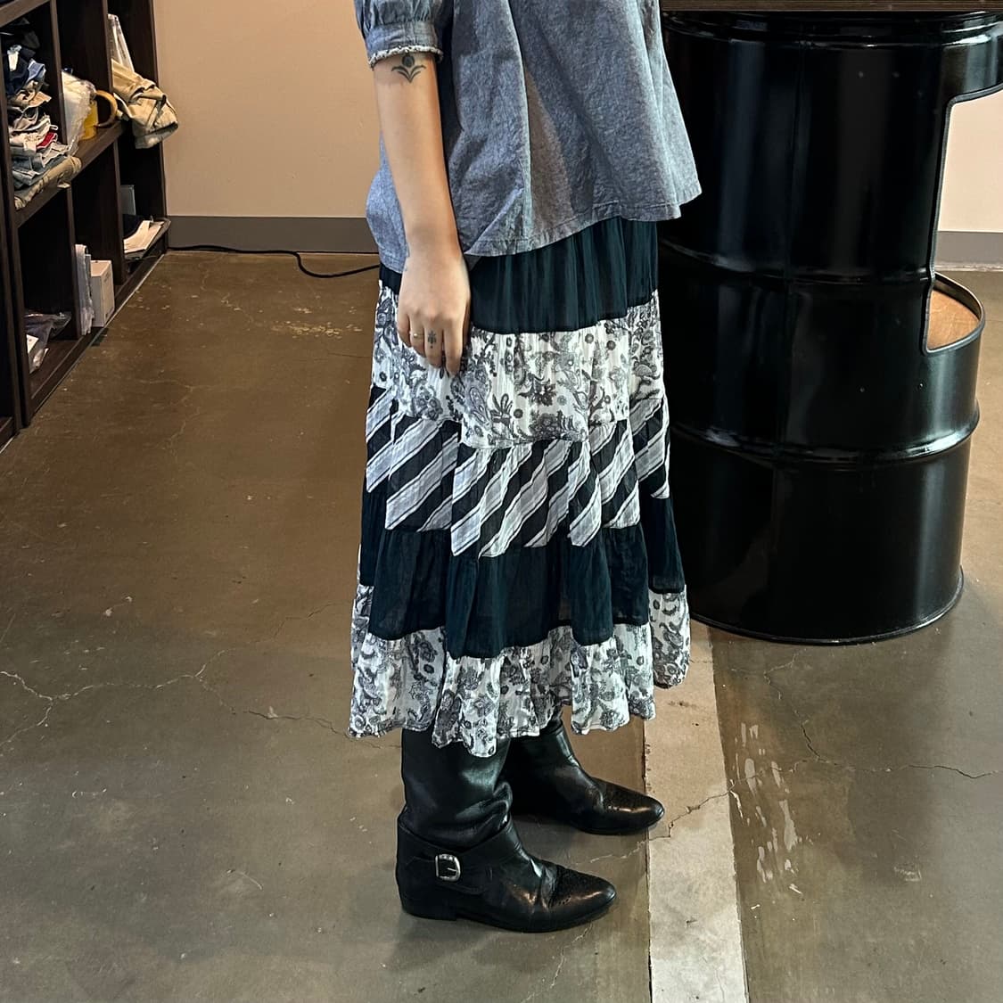 히피 페어리 패치 미디 스커트 상품이미지2