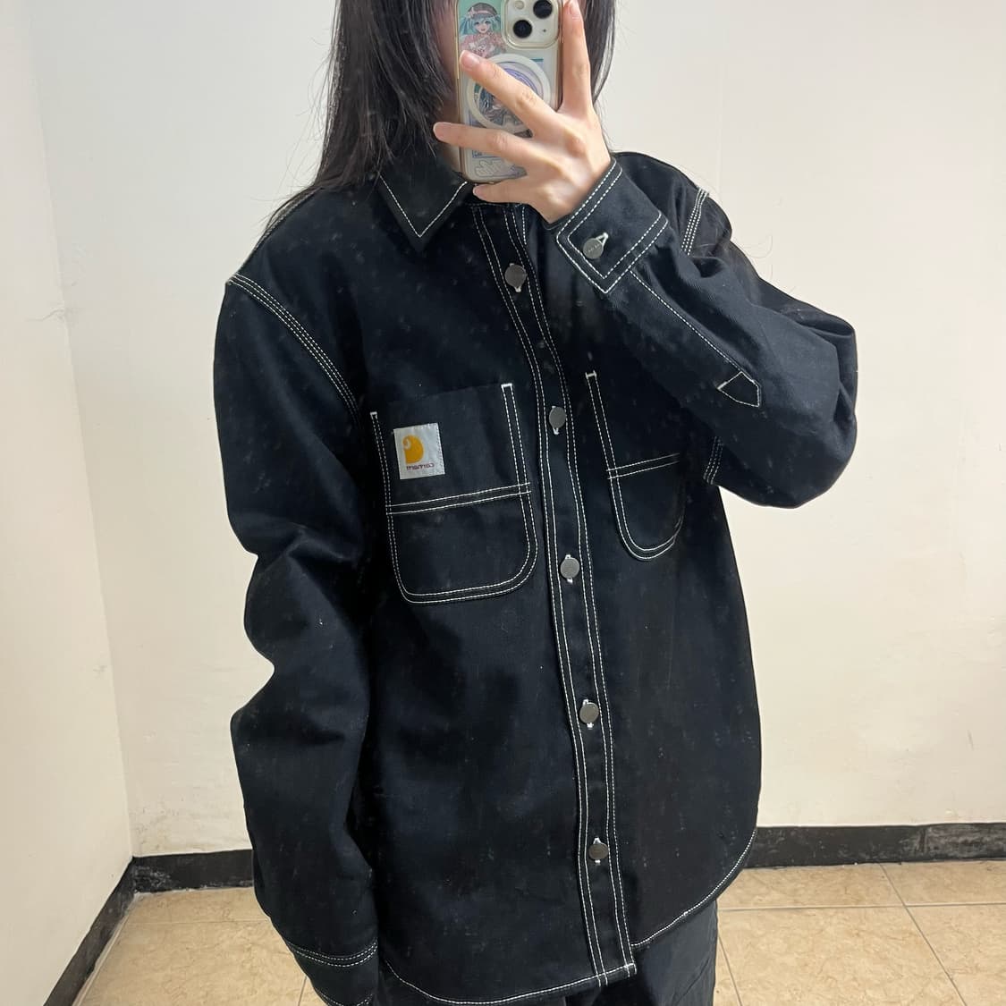 Carhartt WIP black chalk stitch jacket 상품이미지3