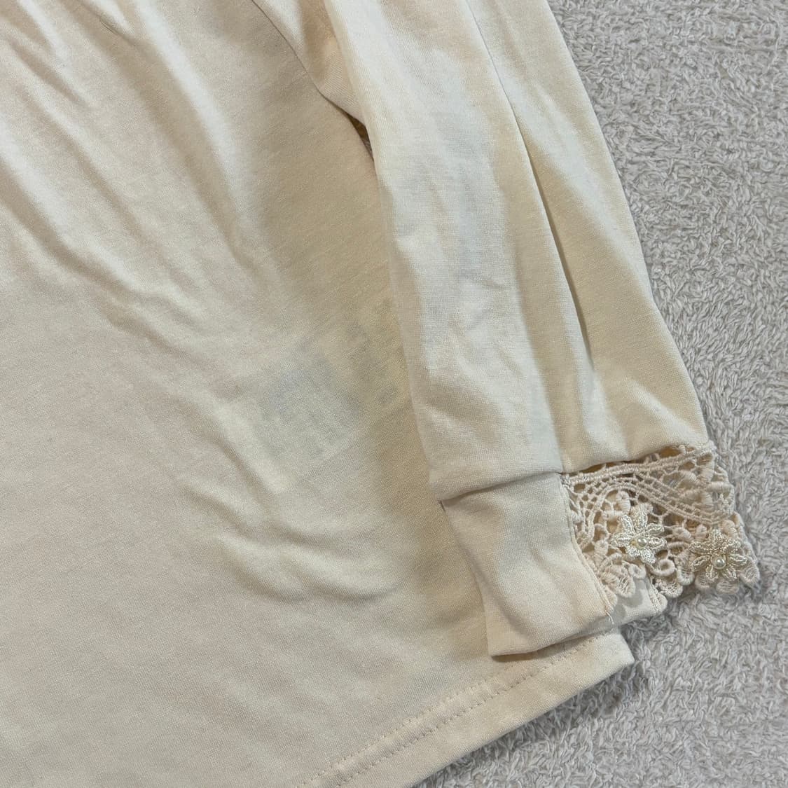 일본빈티지 액시즈팜 아이보리 레이스 플라워포인트 이너 탑 상품이미지4
