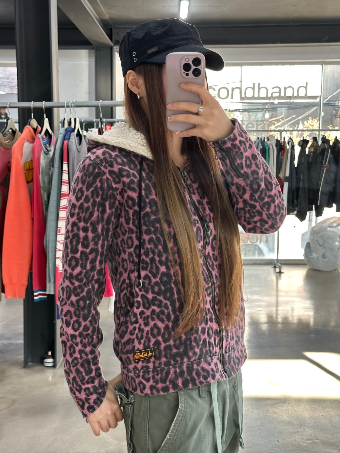 히스테릭글래머 핑크레오파드 보아털 후드자켓 상품이미지1