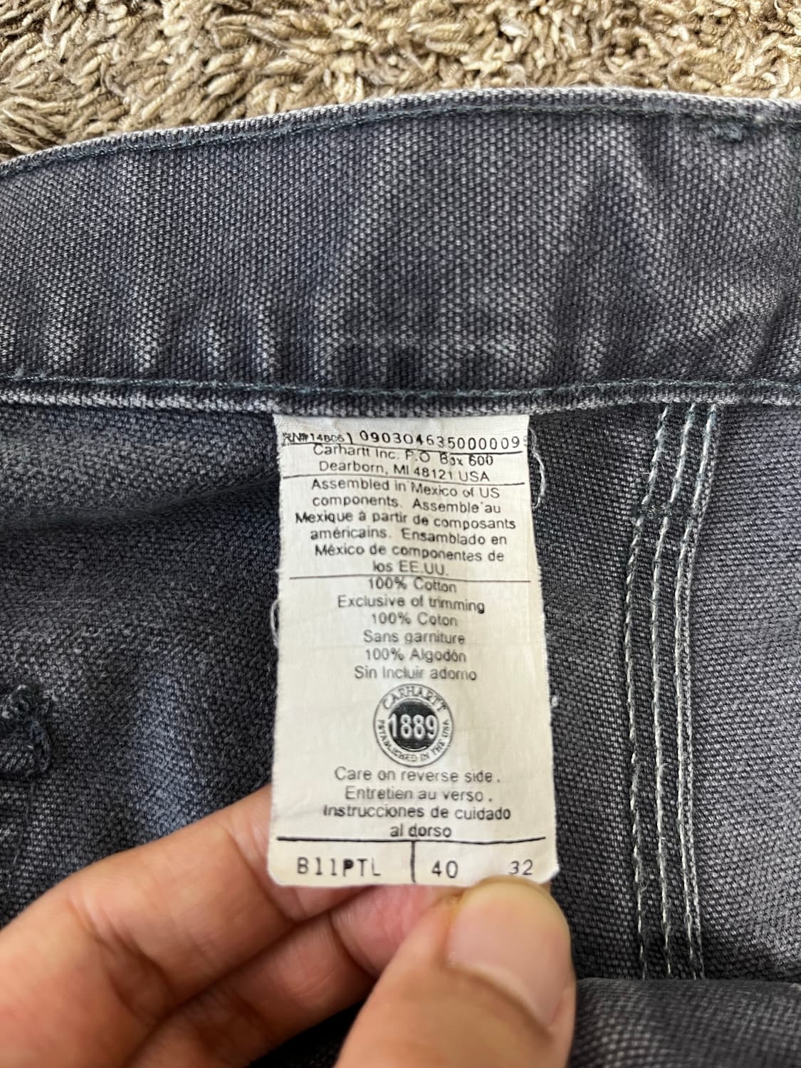 Carhartt B11 PTL 칼하트 빈티지 싱글니 카펜터 팬츠 상품이미지4