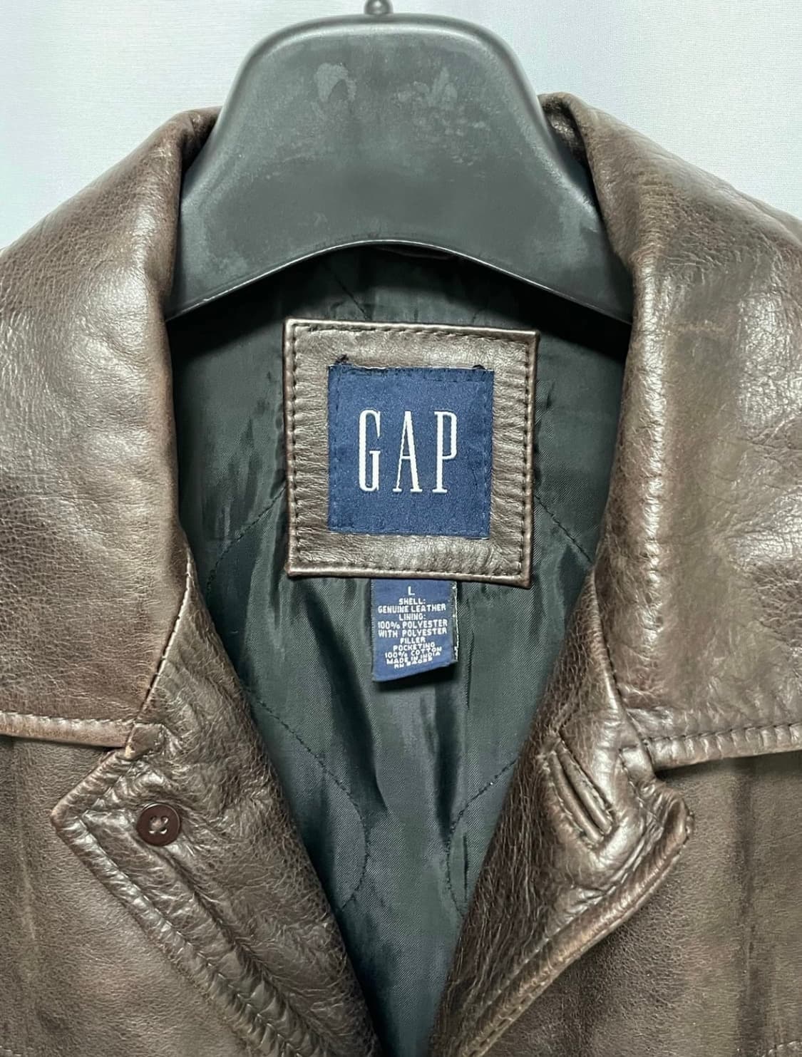 90's 올드 갭 레더 카코트 브라운 L 상품이미지3