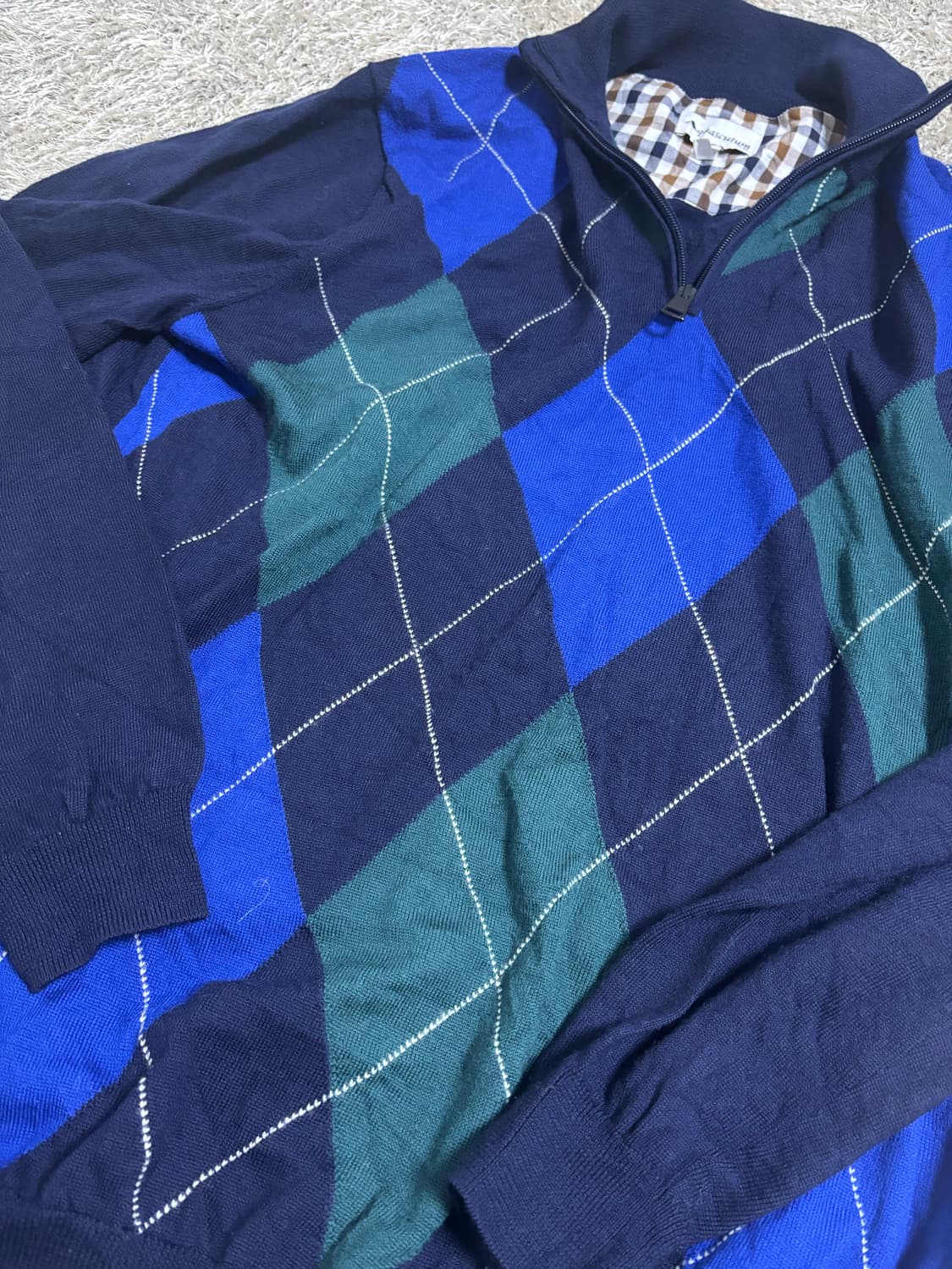 일본판 AQUASCUTUM GOLF 반집업 니트 사이즈 105-110 상품이미지2