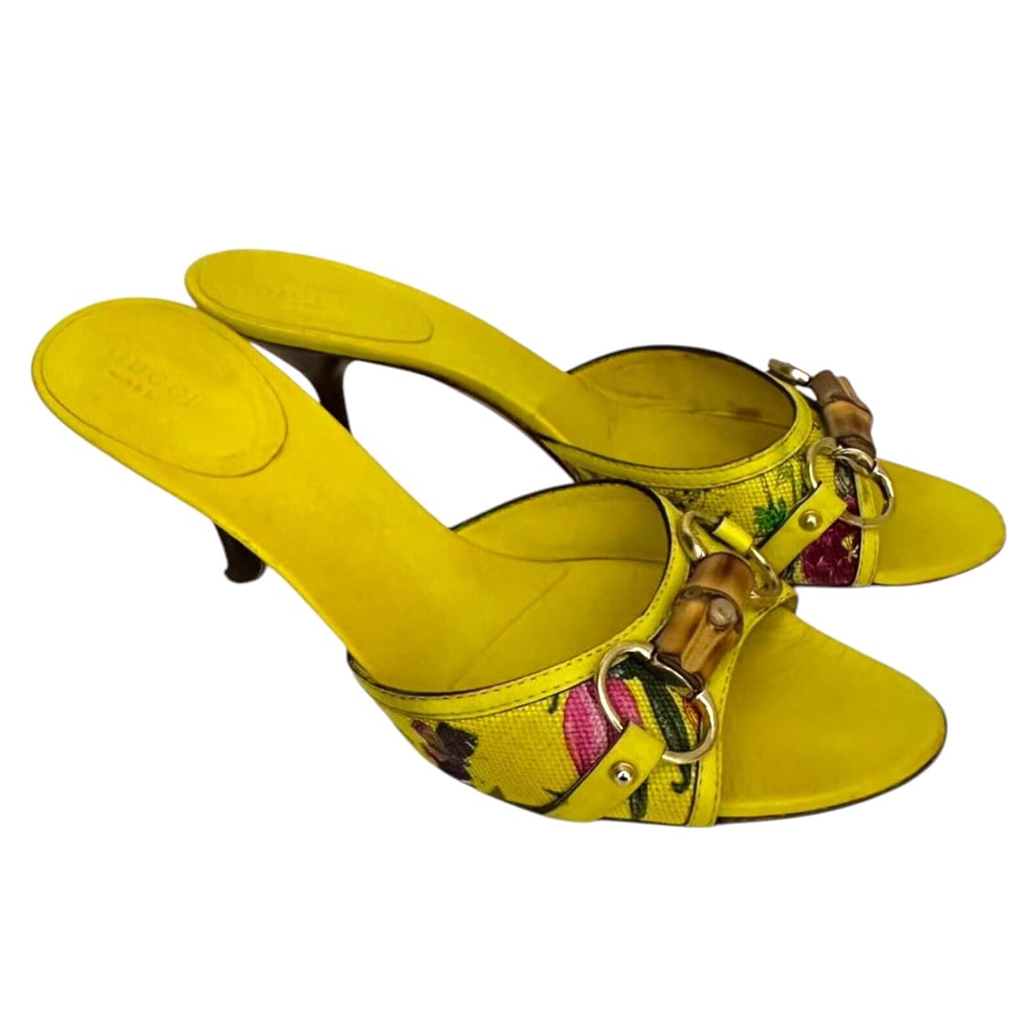 구찌Gucci 옐로우 플로럴 캔버스 뱀부 뮬  상품이미지1