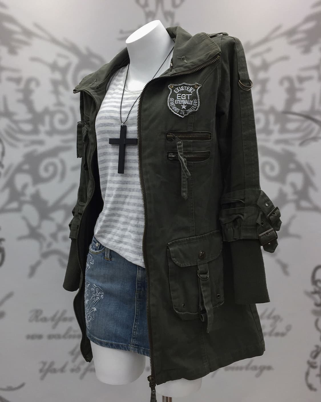 Y2K back lettering patch utility jacket 상품이미지2