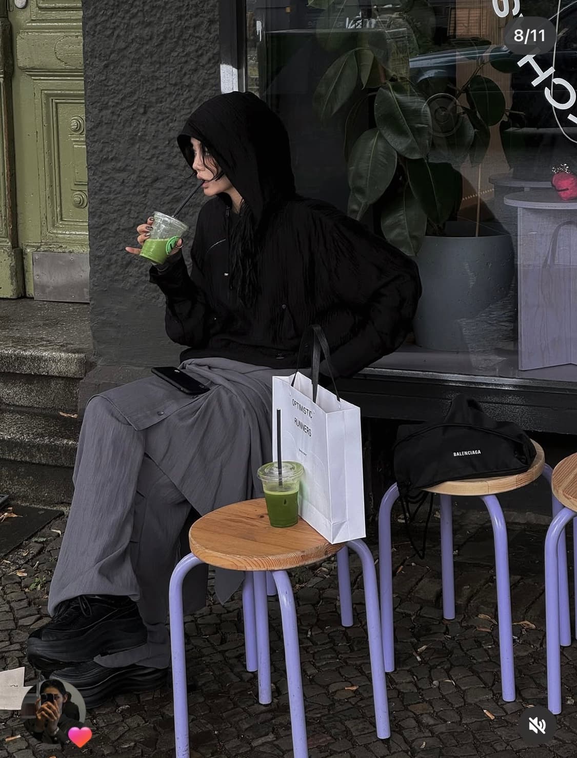 (택0)트리밍버드 셔츠 레이어드 팬츠 차콜 상품이미지2