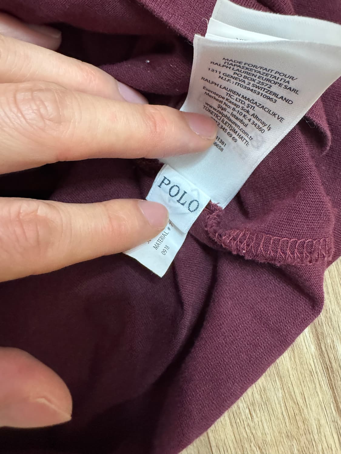 랄프로렌 폴로베어 버건디 티 L 상품이미지4