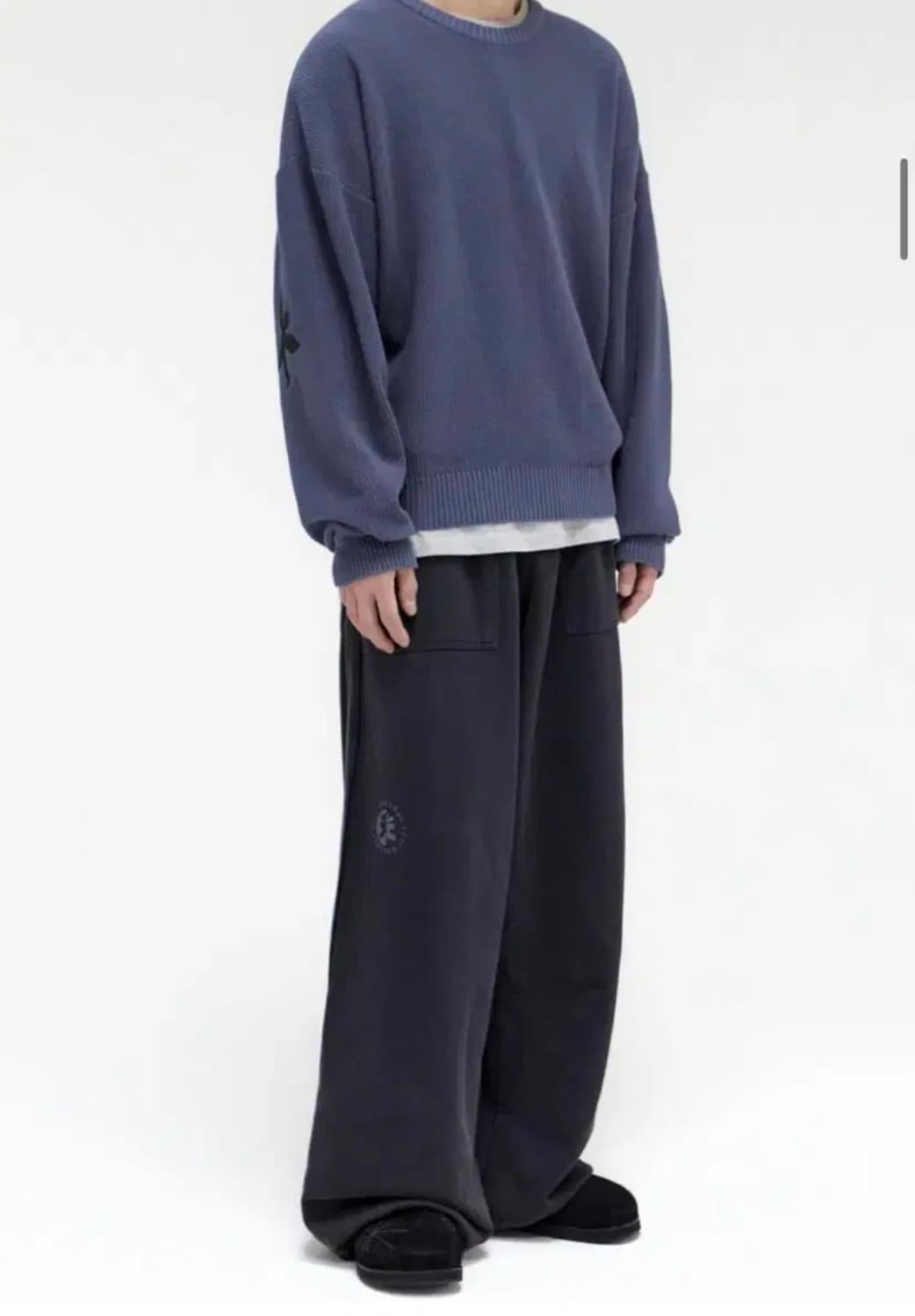 폴리테루 와플 니트 그래픽 (엘보우 엔젤) 블루 4사이즈 새상품 팝니다. 상품이미지5