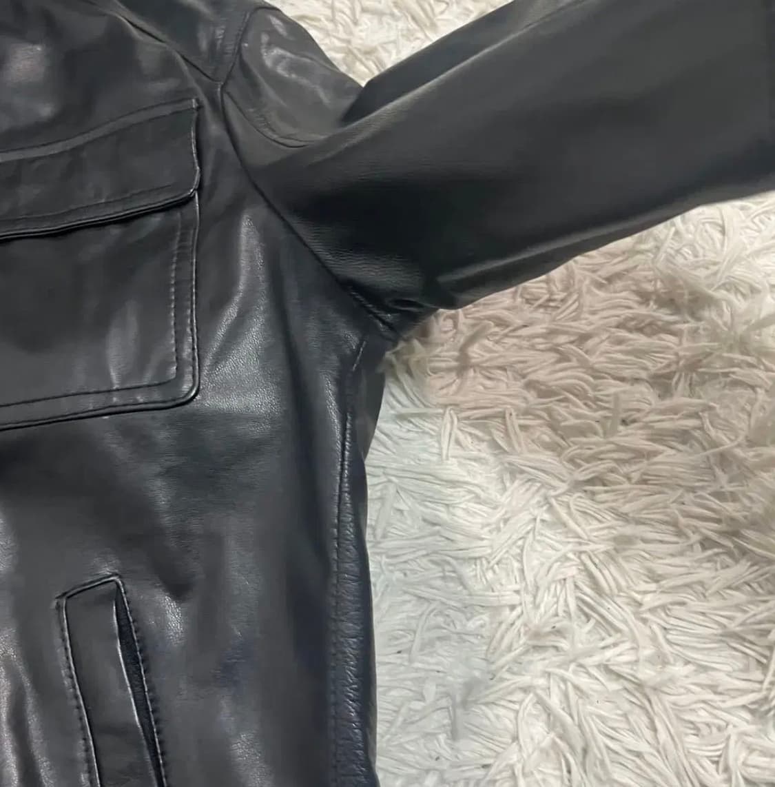 DAVID 램스킨 후드 레더 가죽 자켓 상품이미지3