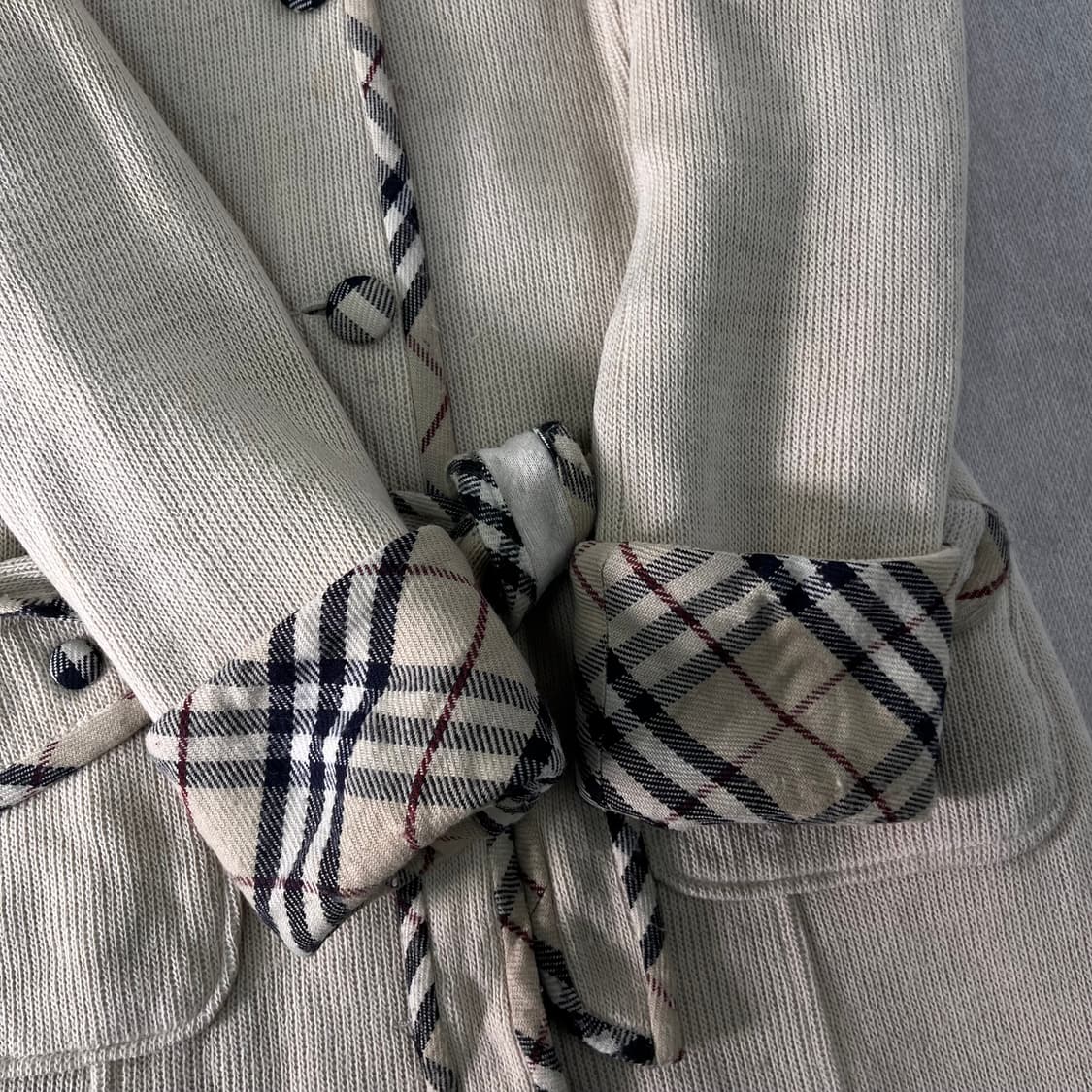 W 95 버버리 90s 니트 후드 코트 상품이미지5