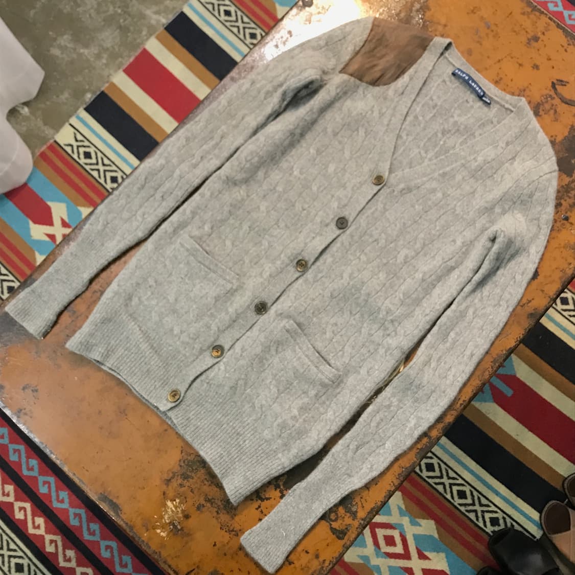 폴로랄프로렌 캐시미어 혼방 그레이 케이블 롱 가디건 여성 44 55 상품이미지2