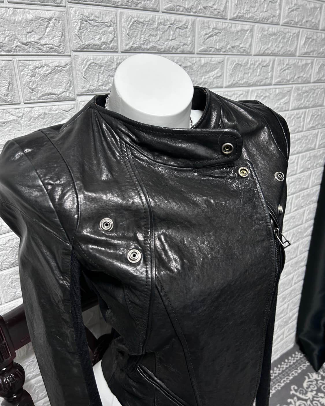 Black Lambskin Lamb Skim Slim Jacket 상품이미지3