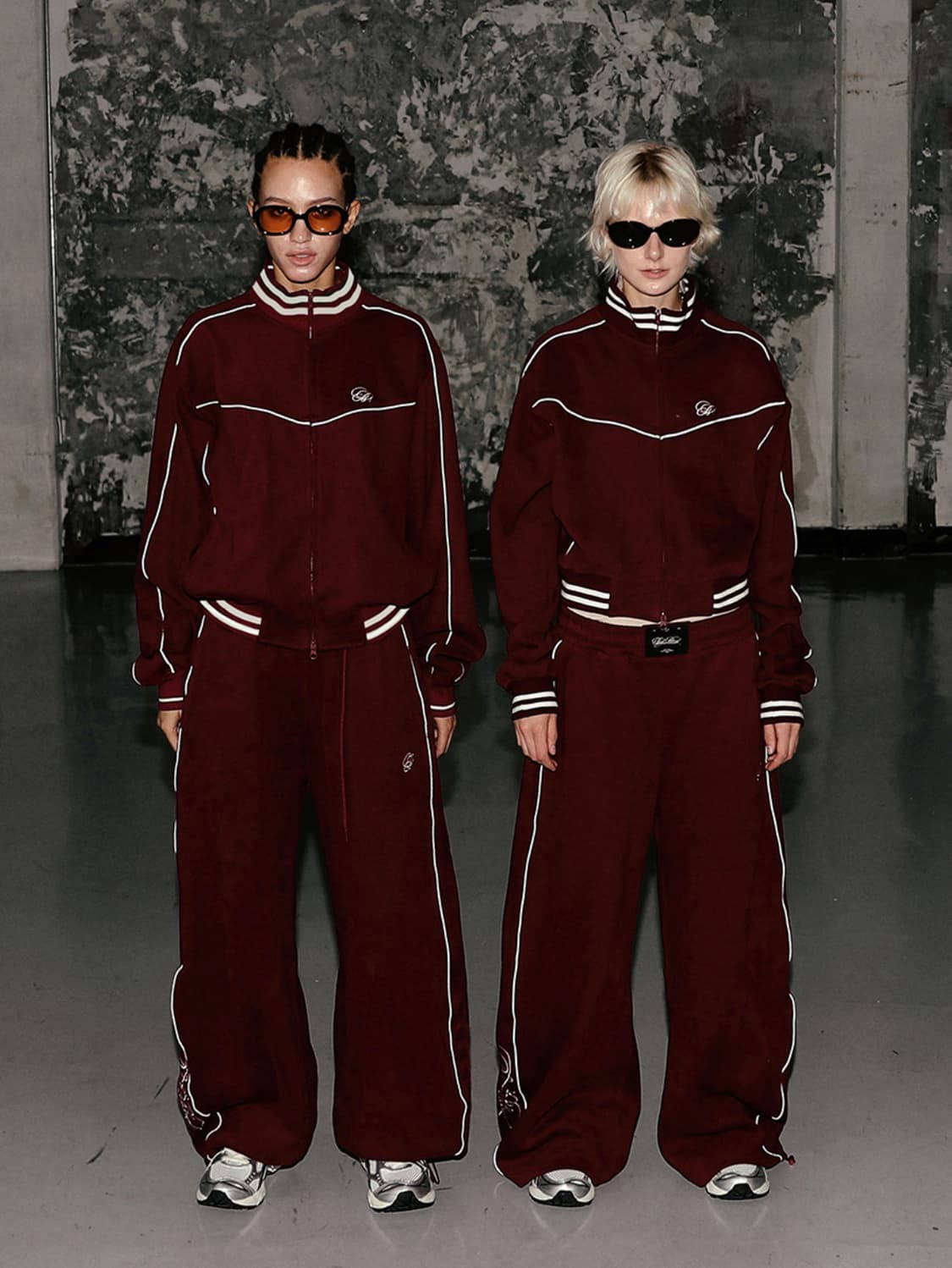 배드블러드 다크 클래식 핀스트라이프 트랙 자켓 와인 L 상품이미지4